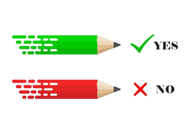 Lápices con marcas de verificación Sí y No