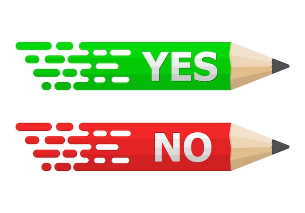 Lápices con texto Sí y No. ilustración.