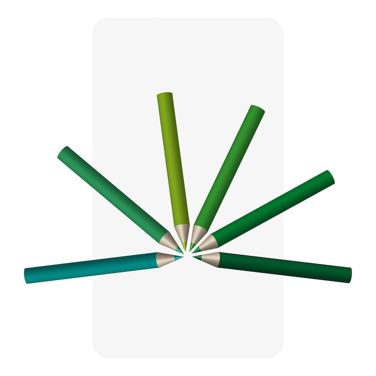 Vector lápices verdes en estilo realista sobre fondo blanco ilustraciones creativas ilustración vectorial