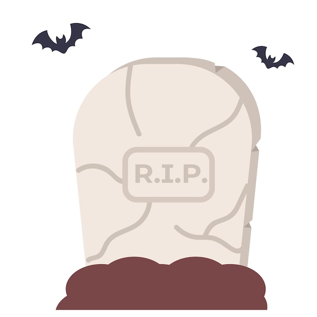 Lápida antigua sobre fondo blanco concepto vacaciones halloween muerte rip ilustración vectorial