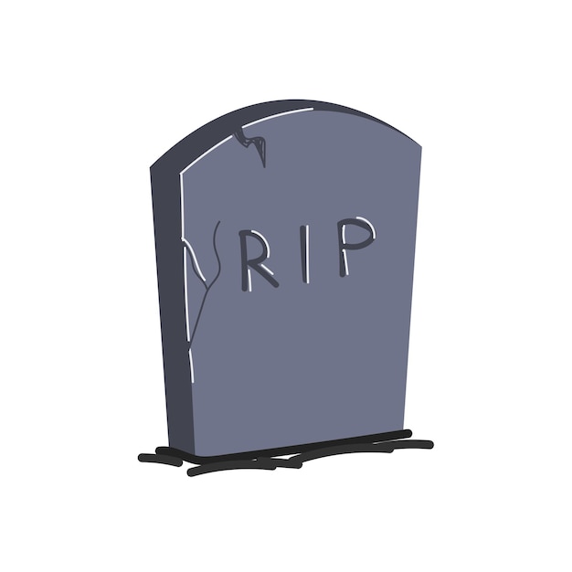 Lápida de dibujo monumento gris aislado en la tumba de la ilustración de vector dibujado a mano de lápida de rip