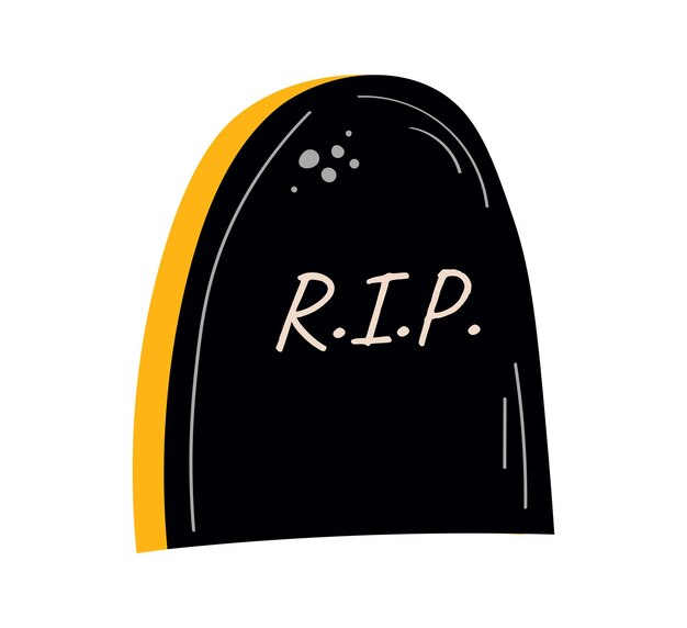 Lápida sepulcral. Vieja lápida en la tumba con el texto RIP. ilustración vectorial