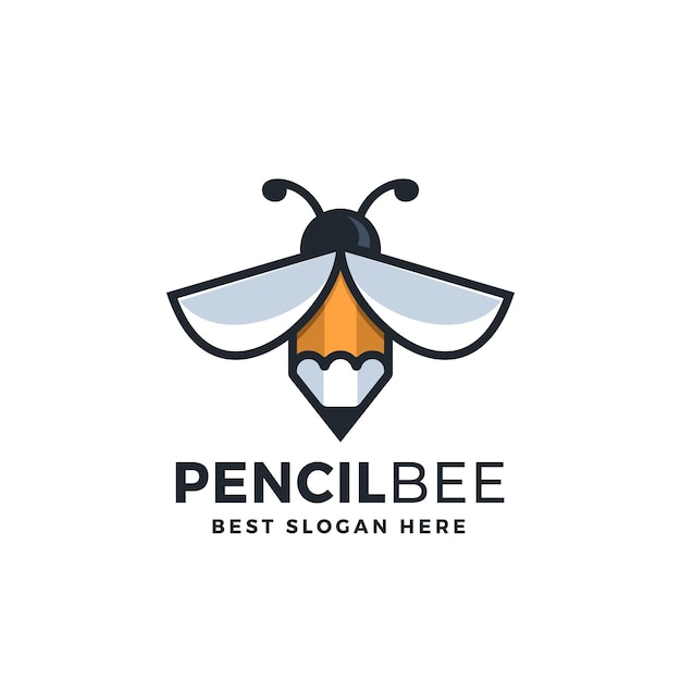 Lápiz Abeja Logo Vector Icono Ilustración