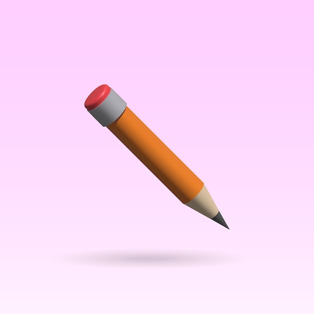 Vector lápiz aislado 3d icono amarillo lápiz 3d vector ilustración