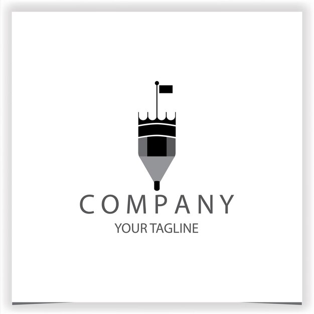 Lápiz y castillo lujo logo logo premium elegante plantilla vector eps 10