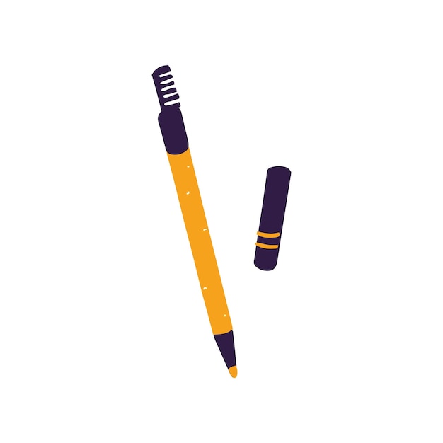 Lápiz para cejas con peine de pincel de mezcla forro orgánico para dar forma a las cejas producto de belleza brillante para maquillaje profesional cosméticos decorativos ilustración vectorial aislada plana sobre fondo blanco