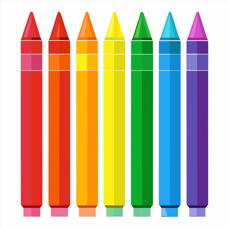 Vector un lápiz de color arco iris está alineado en una fila