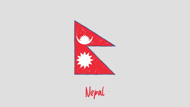 Lápiz de color de la bandera de Nepal o vector de dibujo de marcador