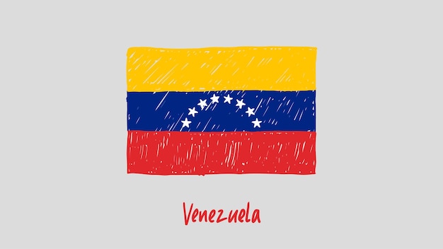 Lápiz de color de la bandera de Venezuela o vector de dibujo de marcador