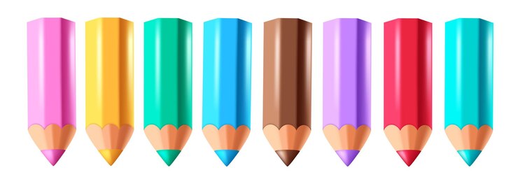 Vector lápiz de color elementos de color juego de clipart 3d lápiz de color artículos escolares colección de clip art