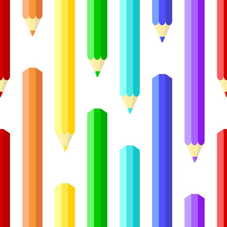 Vector lápiz de color patrón sin costuras vectorial lápices de colores estilizados sobre fondo blanco