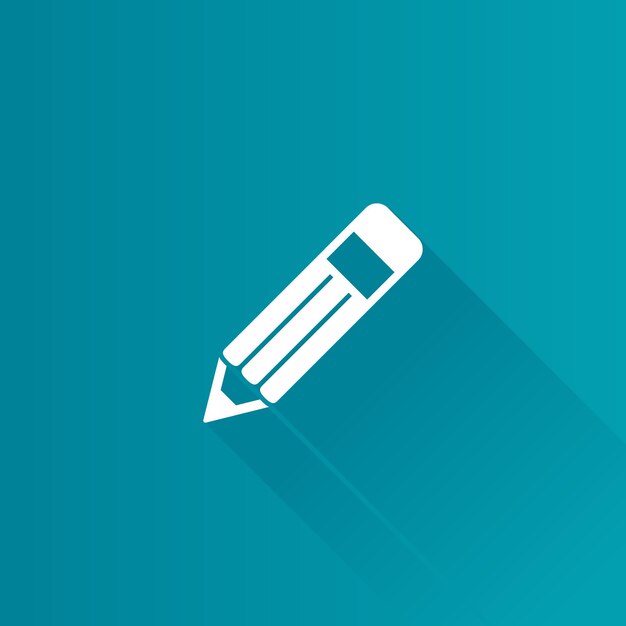 Lápiz color plano icono larga sombra vector ilustración