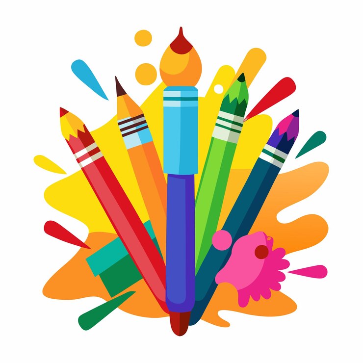 Vector un lápiz de colores con marcadores de colores en un círculo