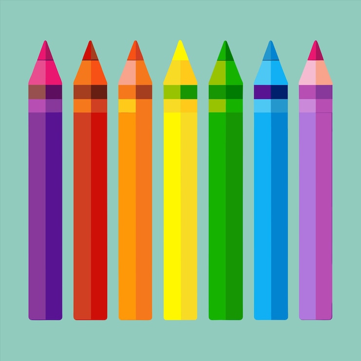 Vector un lápiz de colores se muestra en una fila