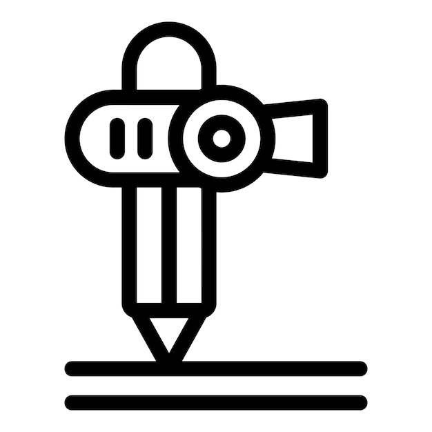Lápiz dibujando una línea con una cámara de video filmándola en blanco y negro