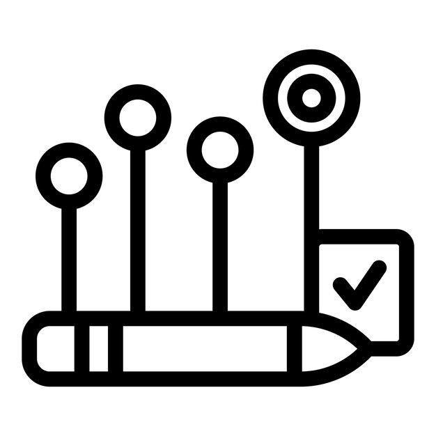 Lápiz dibujando una línea que conecta puntos con el símbolo de marca de comprobación para completar la tarea