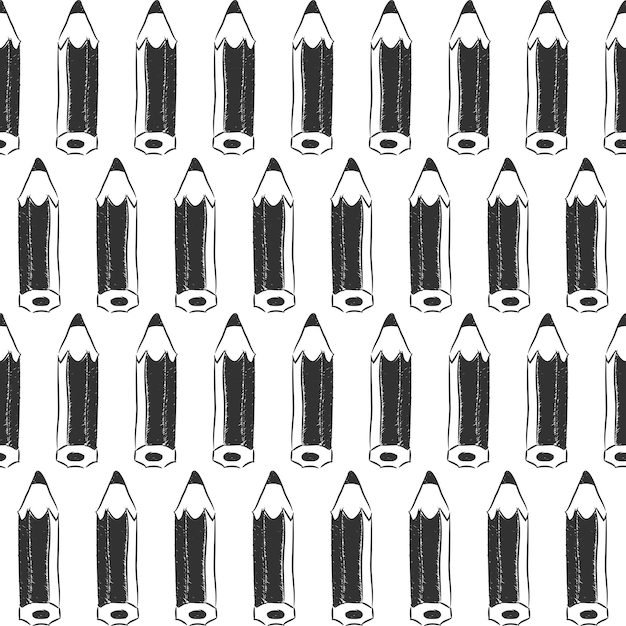 Lápiz de dibujo blanco y negro de fondo sin costuras