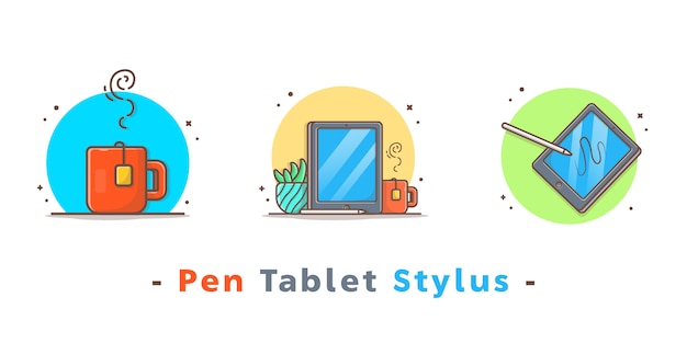 Lápiz dibujo tableta stylus iconos