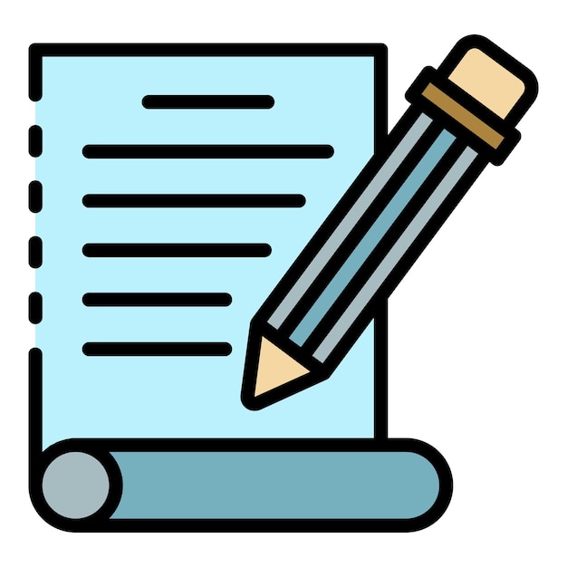 Lápiz escribir icono de carta Contorno lápiz escribir carta vector icono color plano aislado