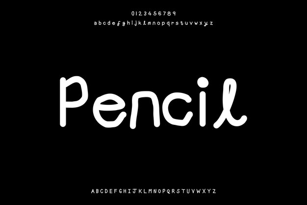 Lápiz escrito a mano Pincel creativo Pincel vectorial Alfabeto Diseño de fuentes