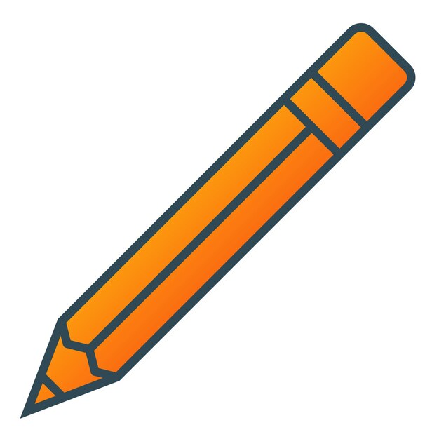 un lápiz con escritura naranja en él está dibujado en una imagen negra y naranja