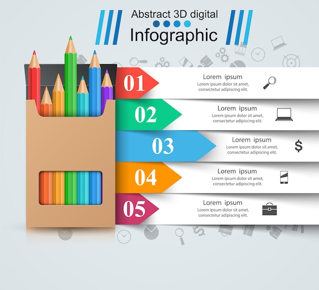 Lápiz, icono de la educación. infografía de negocios