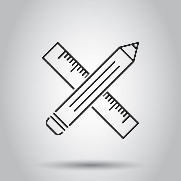 Lápiz con icono de regla Ilustración vectorial en fondo aislado Pictograma de metro de regla de concepto de negocio