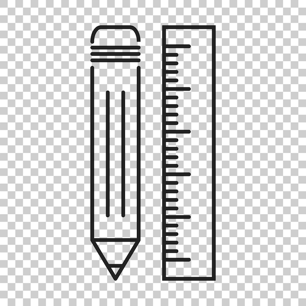 Lápiz con icono de regla Ilustración vectorial del medidor de regla