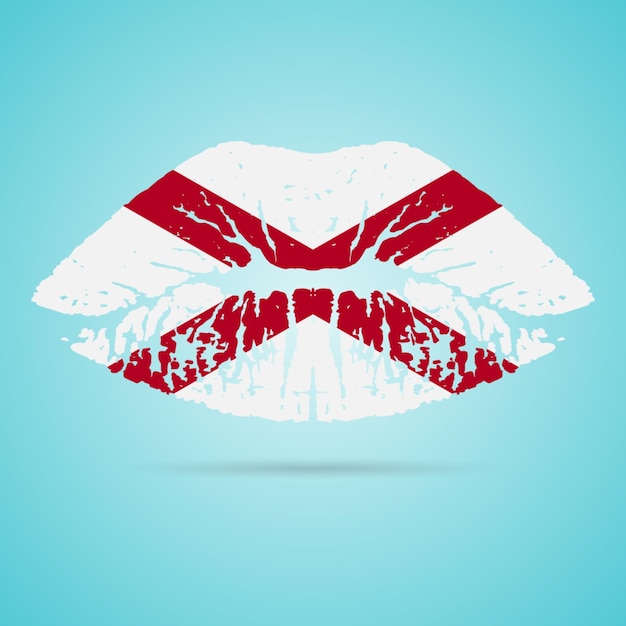 Lápiz labial de bandera de Alabama en los labios aislado en una ilustración de Vector de fondo blanco