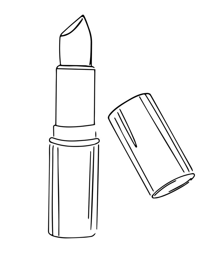 Vector lápiz labial dibujado a mano en estilo de arte de línea ilustración vectorial