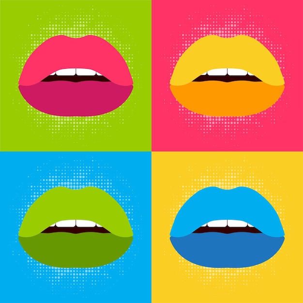 Vector lápiz labial de dibujos animados sobre un fondo azul póster de arte pop ilustración vectorial