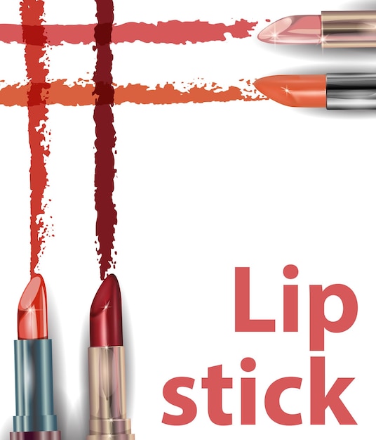 Lápiz labial Fondo de belleza y cosmética Uso para publicidad flyer banner prospecto Vector de plantilla
