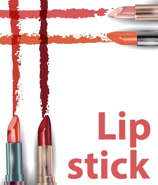 Vector lápiz labial fondo de belleza y cosmética uso para publicidad flyer banner prospecto vector de plantilla