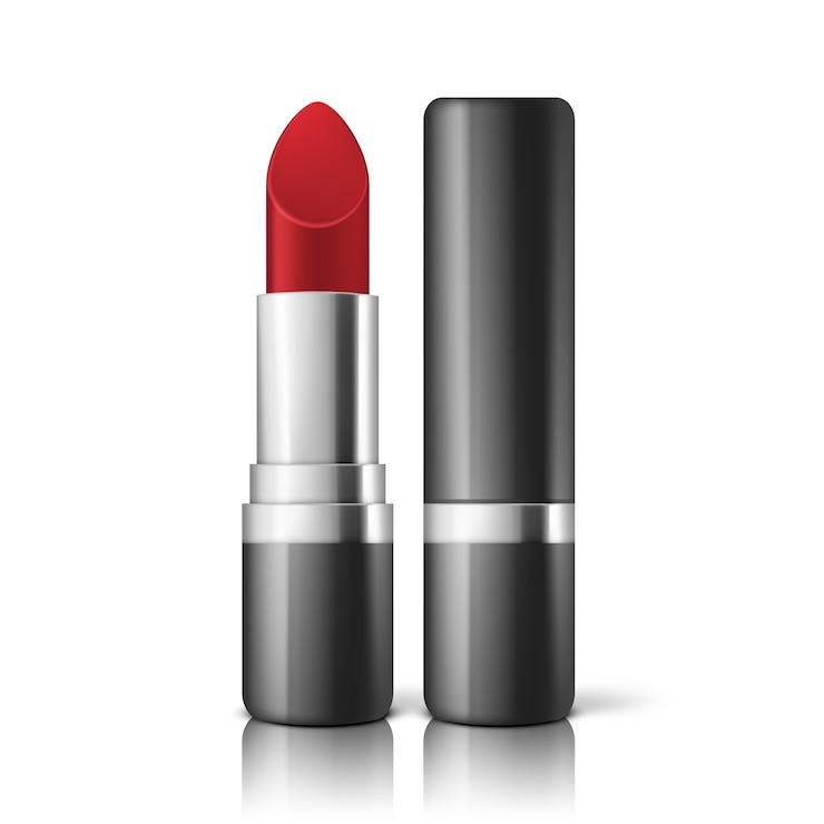 Vector lápiz labial rojo sobre fondo blanco. ilustración