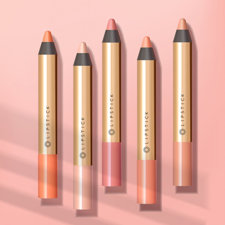 Lápiz labial / de sombra de ojos en embalaje metálico dorado
