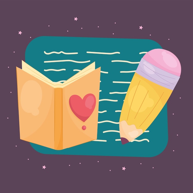 Lápiz y libro de amor.