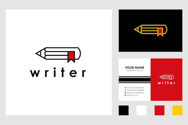 lápiz con libro escritura creativa biblioteca logotipo diseño vector ilustración