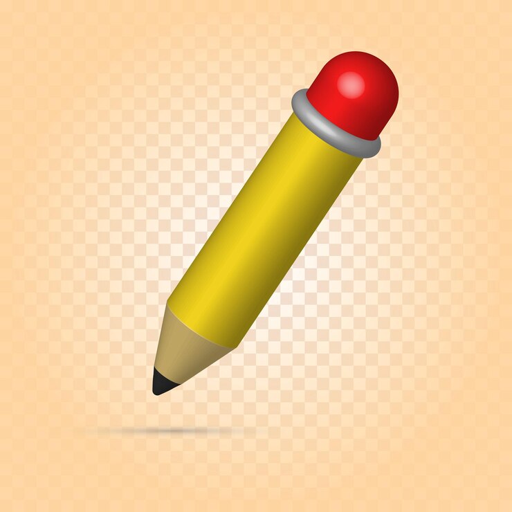 Lápiz lindo realista 3d lápiz doodle clip art lápiz vector