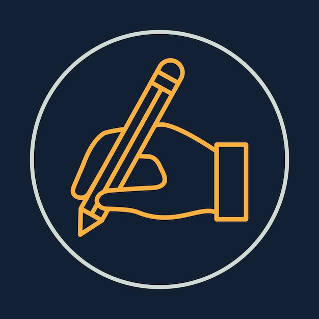El lápiz de la mano es un icono de moda, una ilustración vectorial abstracta engañosa, una obra de arte colorida y un diseño hermoso.