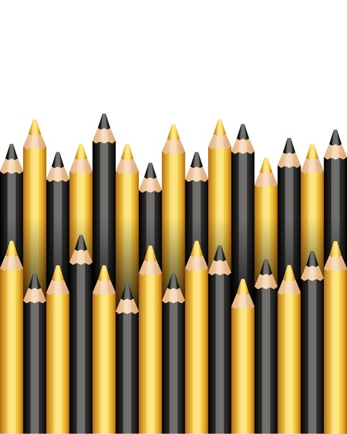 Lápiz negro y amarillo Frontera vectorial aislada sobre fondo blanco