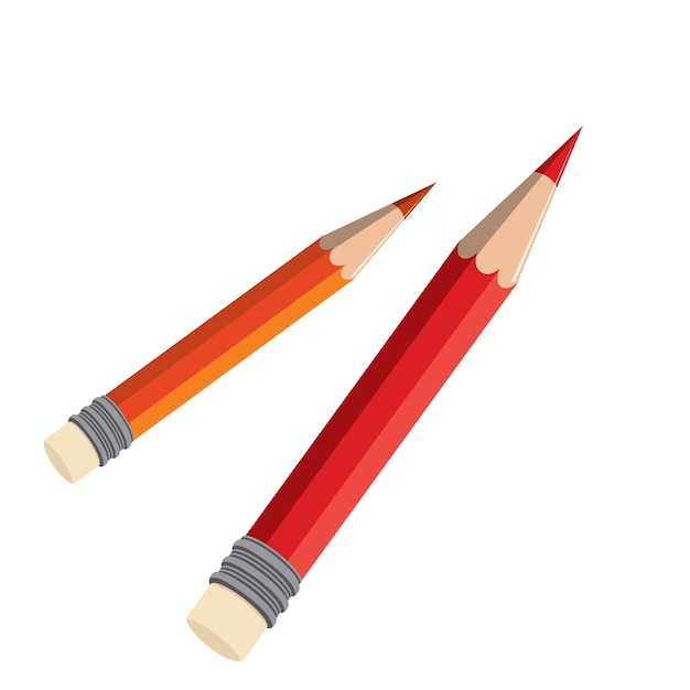 Lápiz rojo para la escuela icono aislado en la ilustración de vector de fondo blanco