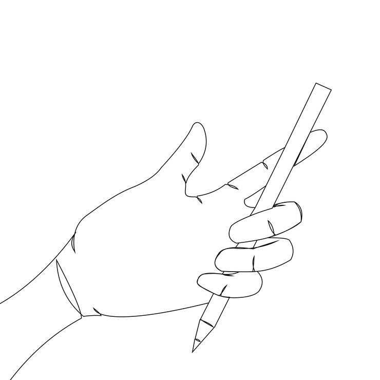 Vector lápiz de sujeción de mano derecha de vector de línea continua