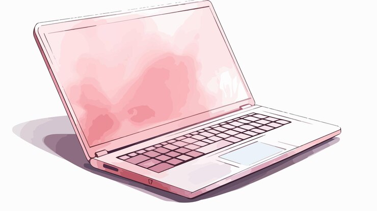 Vector laptop aislado sobre fondo blanco ilustración de acuarela dibujada a mano