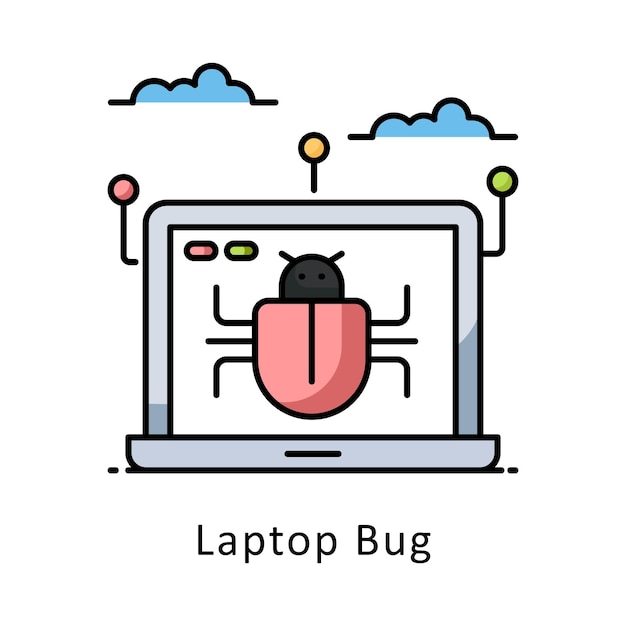 Laptop Bug con contorno lleno de vectores Ilustración de diseño Símbolo en fondo blanco Archivo EPS 10