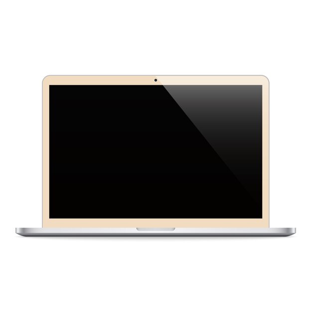 Vector laptop color beige con pantalla negra