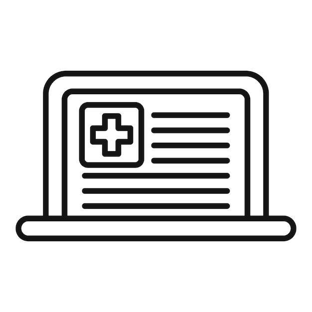 Laptop de consulta médica en línea que muestra el historial médico electrónico de los pacientes