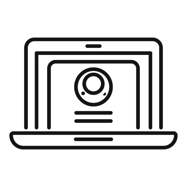 Laptop encuentra nuevo candidato icono contorno vector en línea hr