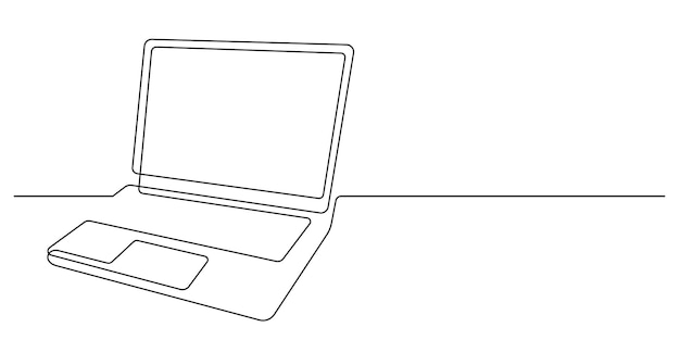 Laptop en estilo minimalista de dibujo de línea continua