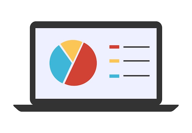 Laptop con gráfico circular