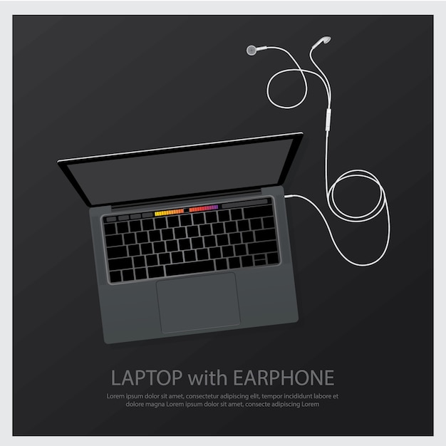 Laptop con ilustración de auriculares de música